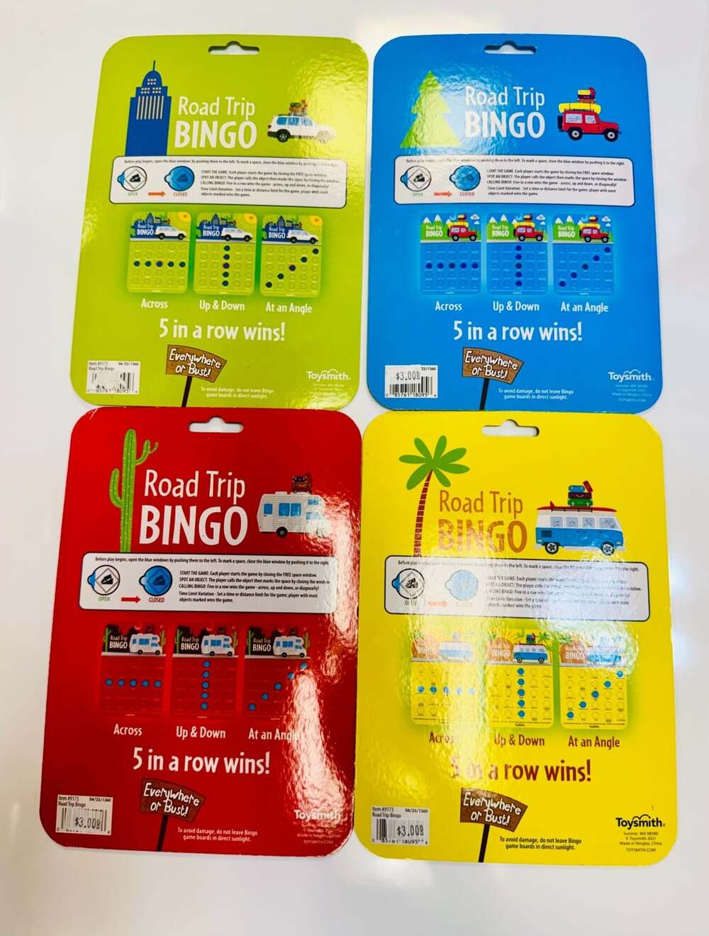 ROAD TRIP BINGO CARDS - Set Of 4 - Great For Kids Traveling in The Car-NWT